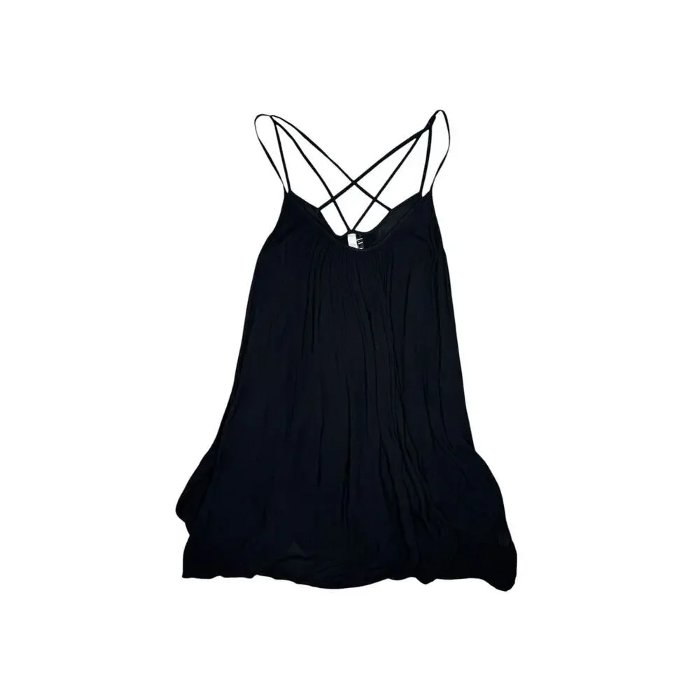 Nordstrom Elan Black Gauzy Strappy Swim Beach Cover Up Slip Dress Size Small